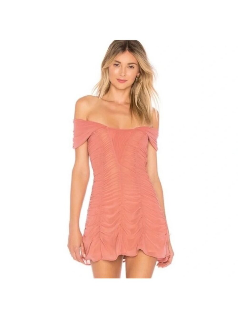 Marjorelle X Revolve Dusty Rose Darling Off The Shoulder Mini Dress Size Small